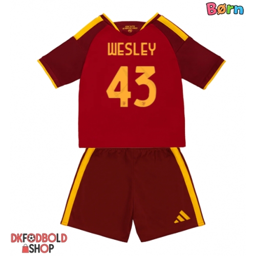AS Roma Wesley Franca #43 Hjemmebanesæt Børn 2026-27 Kort ærmer (+ korte bukser)
